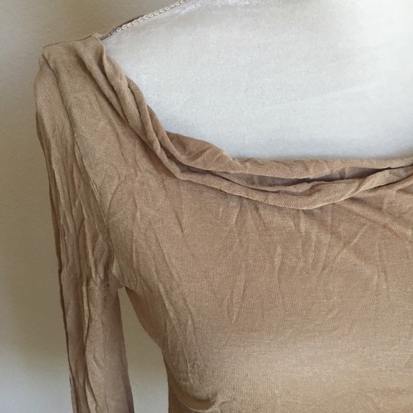 Sheer Long Sleeve Tan Top - Picture 2 of 5